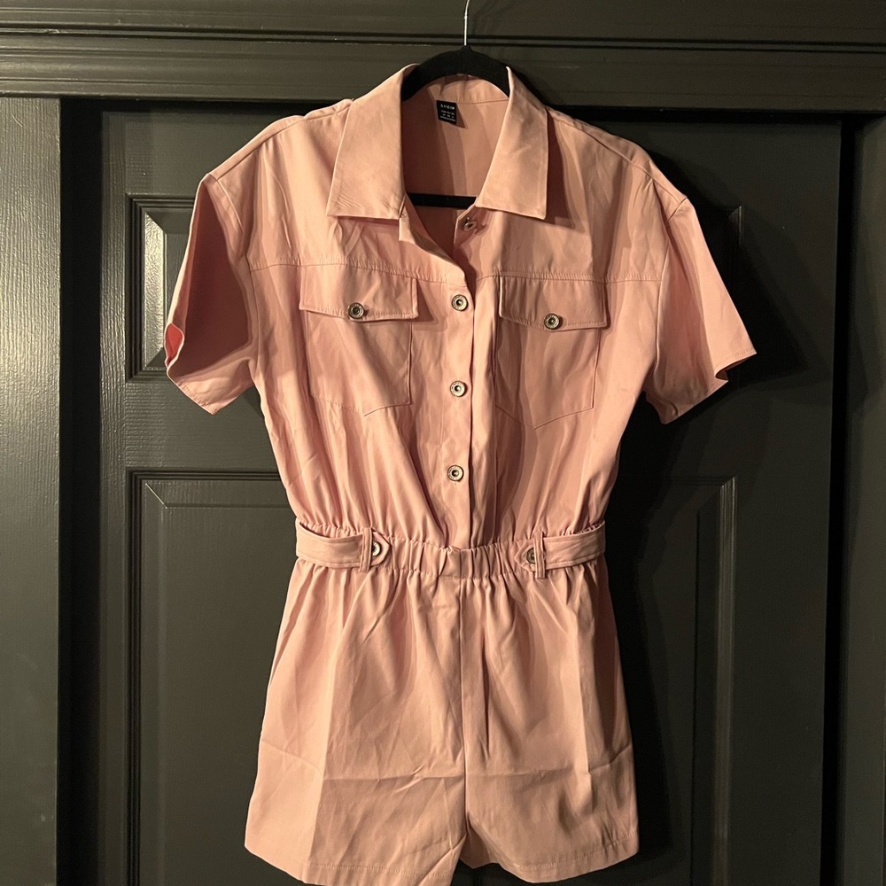Pink Button-Up Romper